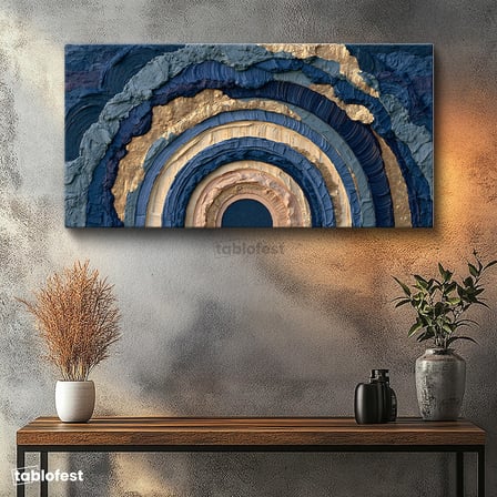 Yatay Panoramik Kanvas Tablo Soyut Kabartma Görünümlü Desen Soyut Tablo Ev Ofis Duvar Dekoru