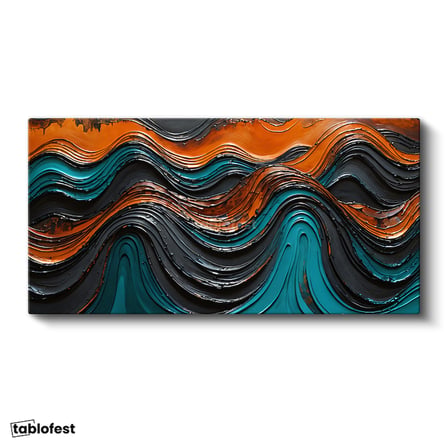 Yatay Panoramik Kanvas Tablo Soyut Dalgalar Soyut Tablo Ev Ofis Duvar Dekoru