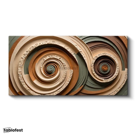 Yatay Panoramik Kanvas Tablo Soyut Spiral Kabartma Görünümlü Modern Tablo Ev Ofis Duvar Dekoru