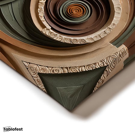 Yatay Panoramik Kanvas Tablo Soyut Spiral Kabartma Görünümlü Modern Tablo Ev Ofis Duvar Dekoru