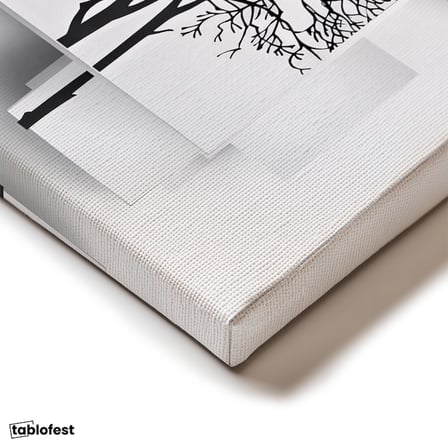 Yatay Kanvas Tablo Kuş ve Ağaç Silüetleri Modern Sanat Tablosu Ev Ofis Duvar Dekoru