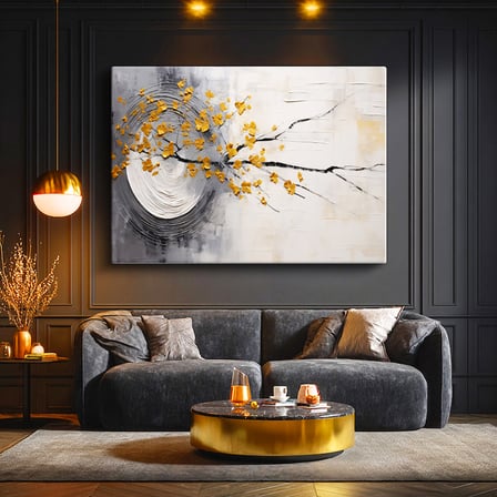 Yatay Kanvas Tablo Bahar Dalı Kompozisyonu Modern Sanat Tablosu Ev Ofis Duvar Dekoru