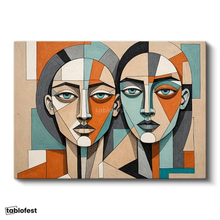 Yatay Kanvas Tablo Soyut İnsan Portreleri Sanat Tablosu Ev Ofis Duvar Dekoru