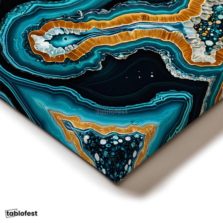 Yatay Kanvas Tablo Akik Taşı Soyut Tablo Ev Ofis Duvar Dekoru