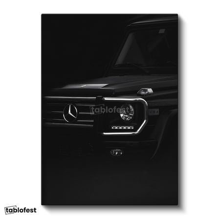 Dikey Kanvas Tablo Siyah Mercedes G Serisi Ön Far Ve Izgara Mercedes Tablosu Ev Ofis Duvar Dekoru