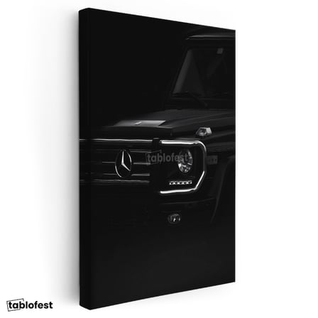 Dikey Kanvas Tablo Siyah Mercedes G Serisi Ön Far Ve Izgara Mercedes Tablosu Ev Ofis Duvar Dekoru