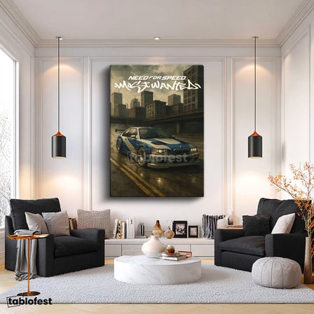 Dikey Kanvas Tablo BMW M3 GTR Most Wanted Oyun Temalı BMW Tablosu Ev Ofis Duvar Dekoru