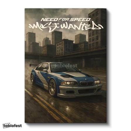 Dikey Kanvas Tablo BMW M3 GTR Most Wanted Oyun Temalı BMW Tablosu Ev Ofis Duvar Dekoru