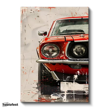 Dikey Kanvas Tablo Klasik Mustang Ön Izgara Detay Ford Mustang Tablosu Ev Ofis Duvar Dekoru