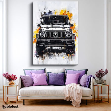 Dikey Kanvas Tablo Mercedes G Serisi Jip SUV Mercedes Tablosu Ev Ofis Duvar Dekoru