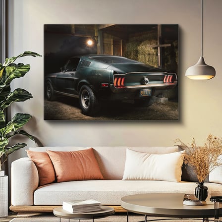 Yatay Kanvas Tablo 1968 Mustang Bullitt Nostaljik Garaj Ford Mustang Tablosu Ev Ofis Duvar Dekoru