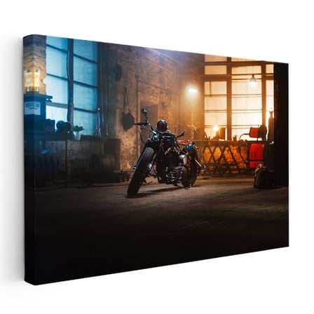 Yatay Kanvas Tablo Custom Chopper Motosiklet Garaj Atölyesi Motosiklet Tablosu Ev Ofis Duvar Dekoru