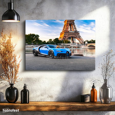 Yatay Kanvas Tablo Bugatti Chiron Pur Sport Eyfel Kulesi Bugatti Tablosu Ev Ofis Duvar Dekoru