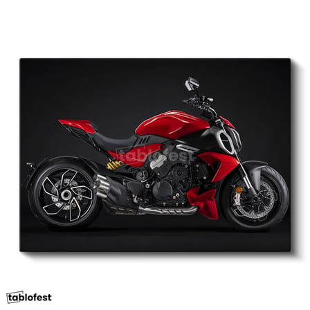 Yatay Kanvas Tablo Ducati Diavel 1260 Kaslı İtalyan Cruiser Motosiklet Tablosu Ev Ofis Duvar Dekoru