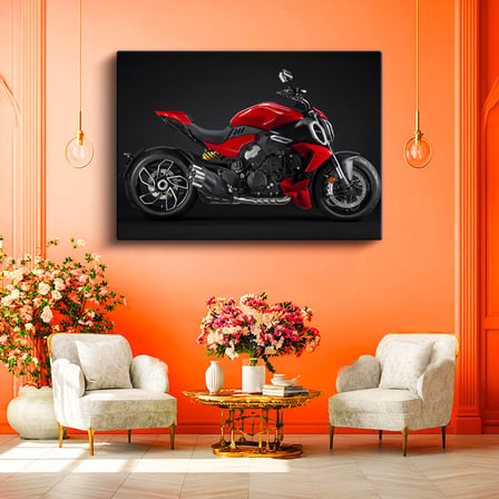 Yatay Kanvas Tablo Ducati Diavel 1260 Kaslı İtalyan Cruiser Motosiklet Tablosu Ev Ofis Duvar Dekoru