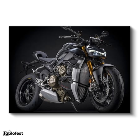 Yatay Kanvas Tablo Ducati Streetfighter V4 S Koyu Gri Motosiklet Tablosu Ev Ofis Duvar Dekoru