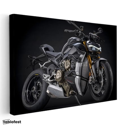 Yatay Kanvas Tablo Ducati Streetfighter V4 S Koyu Gri Motosiklet Tablosu Ev Ofis Duvar Dekoru
