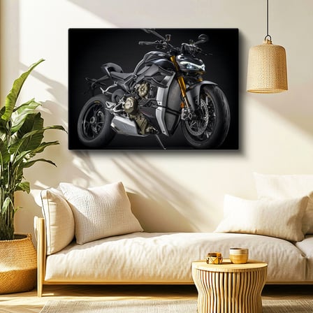 Yatay Kanvas Tablo Ducati Streetfighter V4 S Koyu Gri Motosiklet Tablosu Ev Ofis Duvar Dekoru