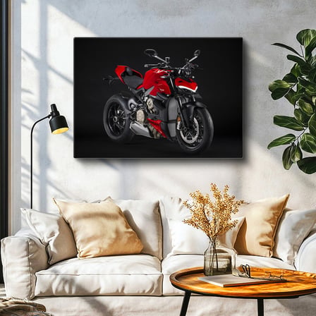 Yatay Kanvas Tablo Ducati Streetfighter V4 Kırmızı Naked Motosiklet Tablosu Ev Ofis Duvar Dekoru