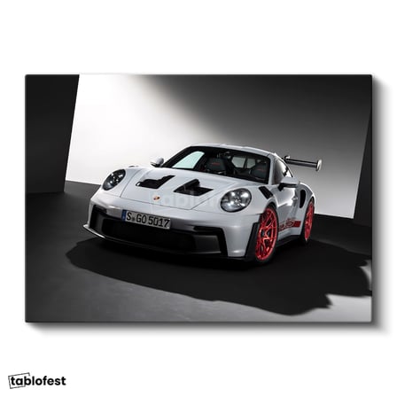 Yatay Kanvas Tablo Porsche 911 GT3 RS Beyaz Pist Performans Aracı Porsche Tablosu Ev Ofis Dekoru