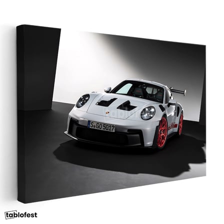 Yatay Kanvas Tablo Porsche 911 GT3 RS Beyaz Pist Performans Aracı Porsche Tablosu Ev Ofis Dekoru