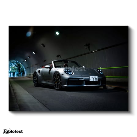 Yatay Kanvas Tablo Porsche 911 Turbo S Cabrio Gece Tünel Pozu Porsche Tablosu Ev Ofis Duvar Dekoru