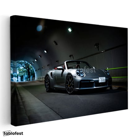 Yatay Kanvas Tablo Porsche 911 Turbo S Cabrio Gece Tünel Pozu Porsche Tablosu Ev Ofis Duvar Dekoru