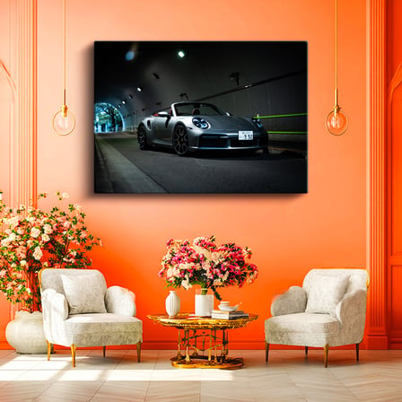 Yatay Kanvas Tablo Porsche 911 Turbo S Cabrio Gece Tünel Pozu Porsche Tablosu Ev Ofis Duvar Dekoru