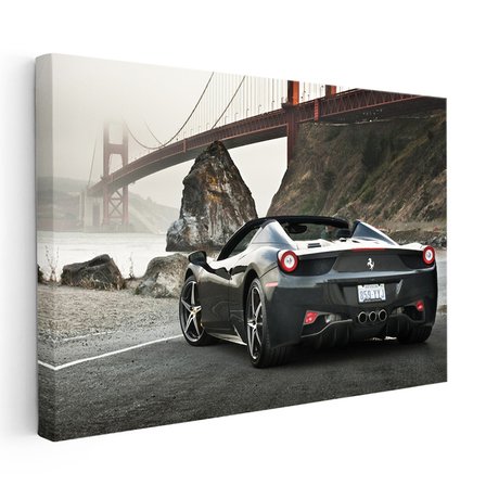 Yatay Kanvas Tablo Ferrari 458 Spider Köprü Manzarası Ferrari Tablosu Ev Ofis Duvar Dekoru