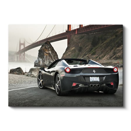 Yatay Kanvas Tablo Ferrari 458 Spider Köprü Manzarası Ferrari Tablosu Ev Ofis Duvar Dekoru