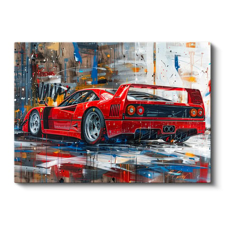 Yatay Kanvas Tablo Ferrari F40 Yağlı Boya Görünümlü Sanat Ferrari Tablosu Ev Ofis Duvar Dekoru