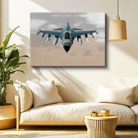 Yatay Kanvas Tablo Tam Cepheden Savaş Uçağı Askeri Jet Tablosu Ev Ofis Duvar Dekoru