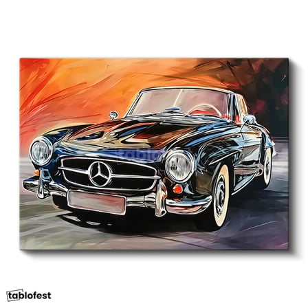 Yatay Kanvas Tablo Klasik Mercedes Roadster Cabrio Mercedes Tablosu Ev Ofis Duvar Dekoru