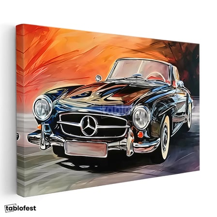 Yatay Kanvas Tablo Klasik Mercedes Roadster Cabrio Mercedes Tablosu Ev Ofis Duvar Dekoru