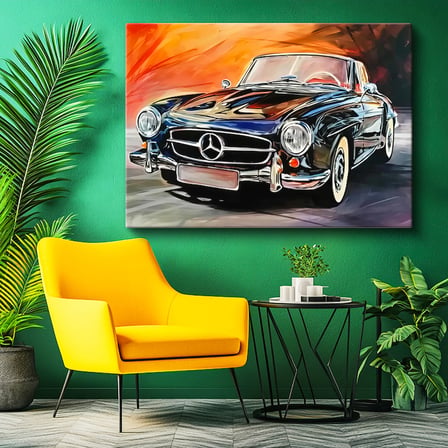 Yatay Kanvas Tablo Klasik Mercedes Roadster Cabrio Mercedes Tablosu Ev Ofis Duvar Dekoru