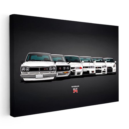 Yatay Kanvas Tablo Nissan GT-R Tüm Nesiller Serisi Nissan GT-R Tablosu Ev Ofis Duvar Dekoru