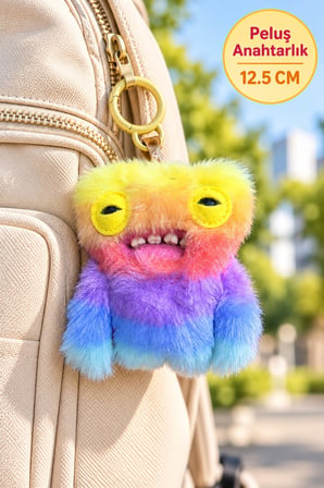 Fuggler Wide Eyed Weirdo Peluş Anahtarlık Gökkuşağı Tüylü - 12.5 CM