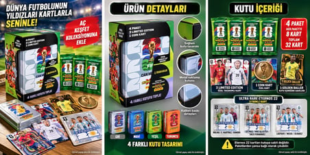 Panini FIFA 2026 Dünya Kupası 1 Golden Baller 3 L.E. Kart Toplam 37 Metal Kutulu Futbolcu Kartı Gri