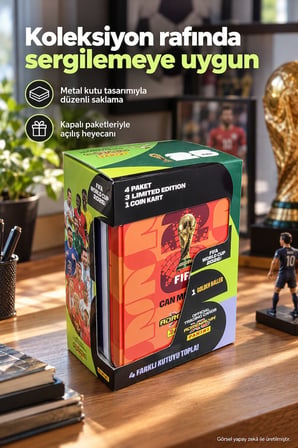 Panini FIFA 2026 Dünya Kupası 1 Golden Baller 3 L.E. Kart Toplam 37 Metal Kutulu Futbolcu Kartı Turn