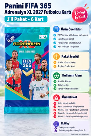 Panini FIFA 365 Adrenalyn XL 2027 Futbolcu Kartı Trading Kart (1'li Paket - 6 Kart)