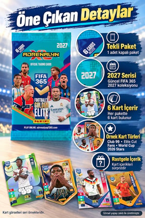 Panini FIFA 365 Adrenalyn XL 2027 Futbolcu Kartı Trading Kart (1'li Paket - 6 Kart)