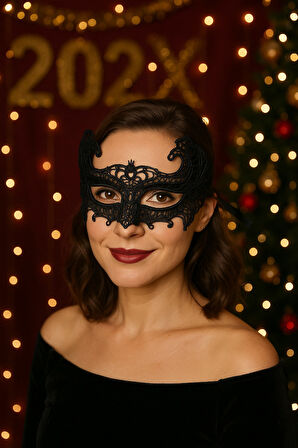 Dantel Siyah Maskeli Baloya Uygun Şık Dantel Göz Maskesi Kadın Yetişkin Parti Aksesuarı Model 12