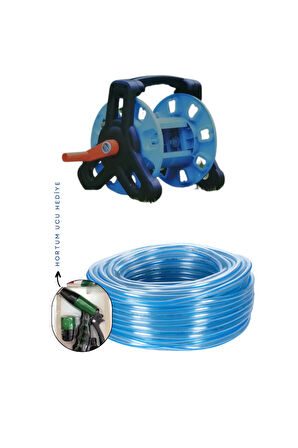 Taflan Tf6230 Hortum Makarası, Şeffaf Silikonlu Hortum 1/2" 10 Metre Ve 2 Fonk. Uç