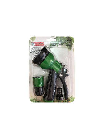 Taflan 3'lü Bahçe Seti-Hortum Makarası, Şeffaf Silikonlu Hortum 1/2" 25 mt ve 8 Fonk. Uç