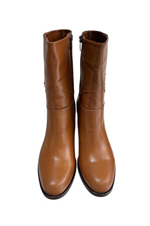 Taba  Hakiki  Deri İçi Sıcak Astarlı Topuklu Bot