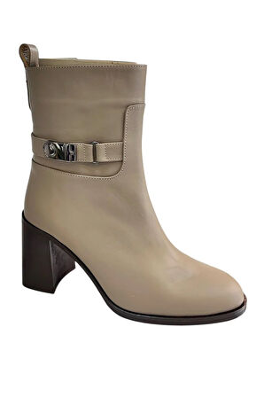 Vizon Hakiki Deri İçi Sıcak Astarlı Topuklu Bot