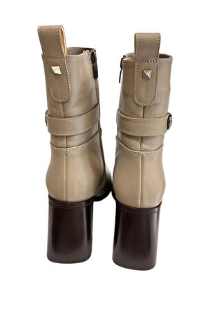 Vizon Hakiki Deri İçi Sıcak Astarlı Topuklu Bot