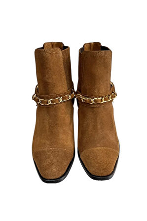 Taba Hakiki Süet Deri Zincir Detay  Bot