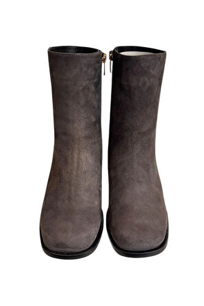 Antrasit Hakiki Süet Deri İçi Sıcak Astar Topuklu Bot
