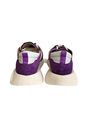 Mor Hakiki Deri File Detay Spor Ayakkabı